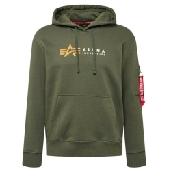 Bluza ALPHA INDUSTRIES Label Hoody Dark Olive