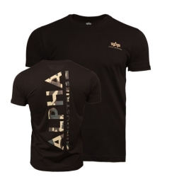 Alpha Industries T-Shirt Backprint Camo T Black/Woodland