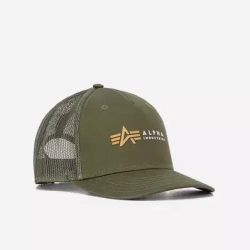 Czapka ALPHA INDUSTRIES Label Trucker-Dark Olive