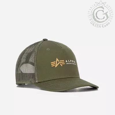 Czapka ALPHA INDUSTRIES Label Trucker-Dark Olive