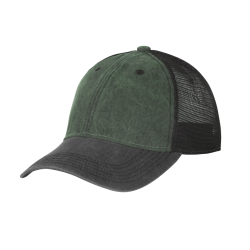 Czapka Trucker Plain - Washed Cotton - Washed Dark Green / Washed Black C